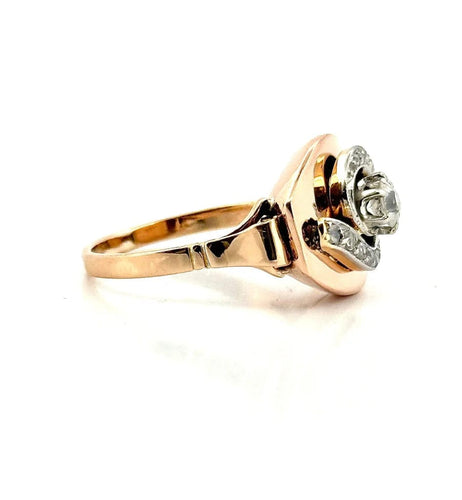 Bague 59 Bague ancienne en or rose 18 carats et diamants 58 Facettes