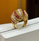Bague 53 Bague ancienne en or jaune 18 carats avec rubis et diamants 58 Facettes