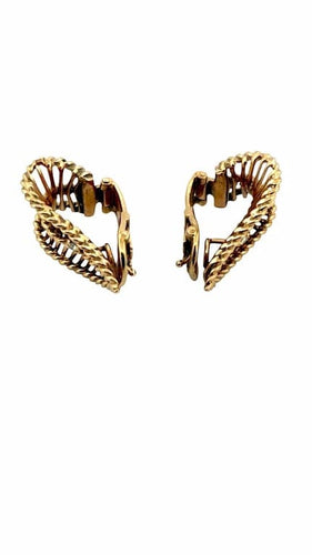 Boucles d'oreilles Boucles d’oreilles clips feuilles en or rose 18 carats et diamants 58 Facettes