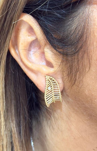 Boucles d'oreilles Boucles d’oreilles clips feuilles en or rose 18 carats et diamants 58 Facettes