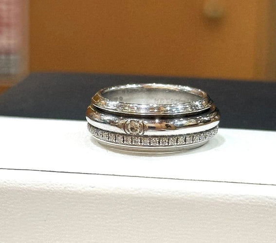Bague 55 Piaget Possession - Bague tournante en or blanc et diamants T55 58 Facettes