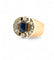 Bague 58 Chevalière ancienne en or jaune, argent, saphir de Siam et diamants 58 Facettes