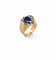 Bague 58 Chevalière ancienne en or jaune, argent, saphir de Siam et diamants 58 Facettes