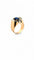 Bague 58 Chevalière ancienne en or jaune, argent, saphir de Siam et diamants 58 Facettes