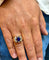 Bague 58 Chevalière ancienne en or jaune, argent, saphir de Siam et diamants 58 Facettes