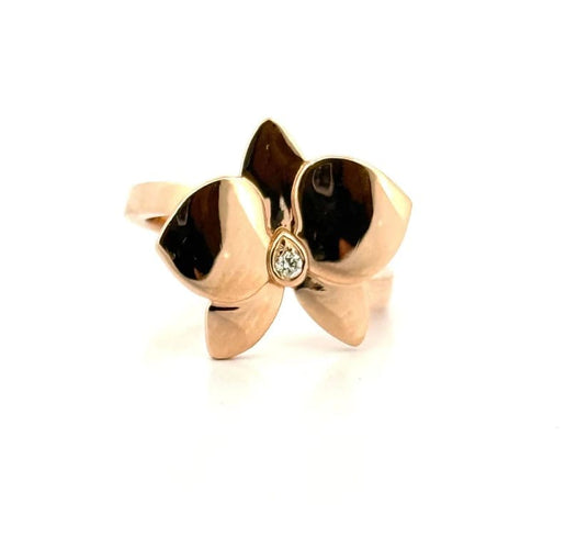 Bague 50 Bague orchidée en or rose 18 carats avec diamant 58 Facettes