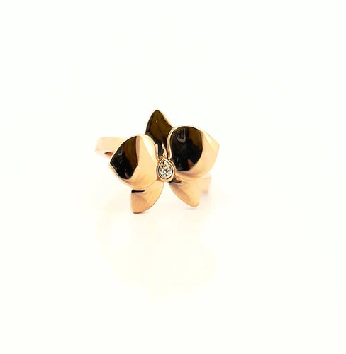 Bague 50 Bague orchidée en or rose 18 carats avec diamant 58 Facettes