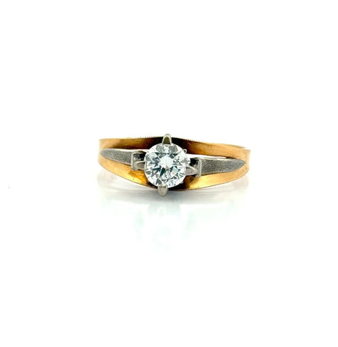 Bague 61 Solitaire - Bague bicolore en or 18 carats et diamant 58 Facettes