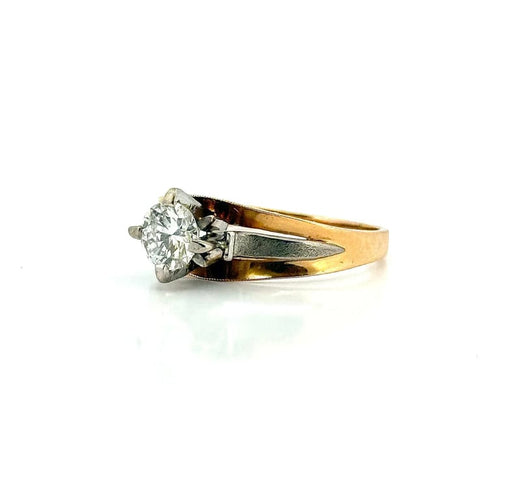 Bague 61 Solitaire - Bague bicolore en or 18 carats et diamant 58 Facettes