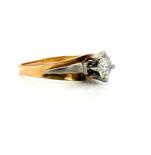 Bague 61 Solitaire - Bague bicolore en or 18 carats et diamant 58 Facettes