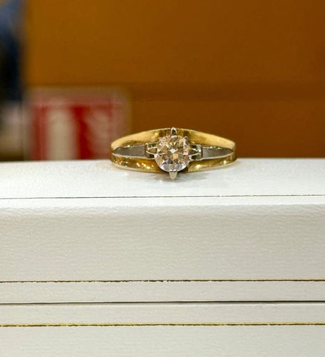 Bague 61 Solitaire - Bague bicolore en or 18 carats et diamant 58 Facettes