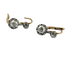 Boucles d'oreilles Dormeuses anciennes en or jaune et gris 18 carats et diamants 58 Facettes