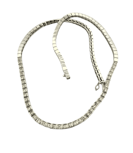 Collier Collier tennis en or blanc 18 carats et diamants 58 Facettes
