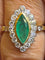 Bague 52.5 Bague marquise vintage en or jaune et platine, émeraude et diamants 58 Facettes