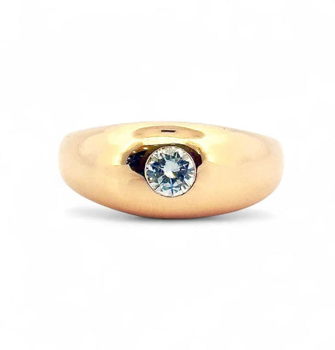Bague 53 Bague jonc anglais en or jaune 18 carats et diamant 58 Facettes