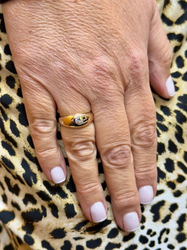 Bague 53 Bague jonc anglais en or jaune 18 carats et diamant 58 Facettes