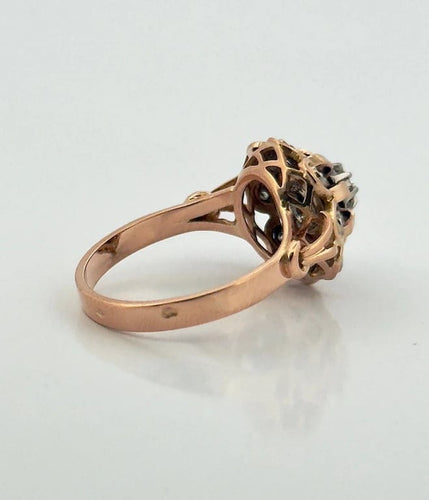 Bague 53 Bague ancienne panier en or rose 18 carats et diamants 58 Facettes