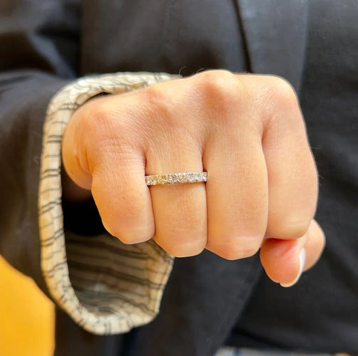Bague 56 Alliance vintage en or blanc 18 carats et diamants, taille 56 58 Facettes