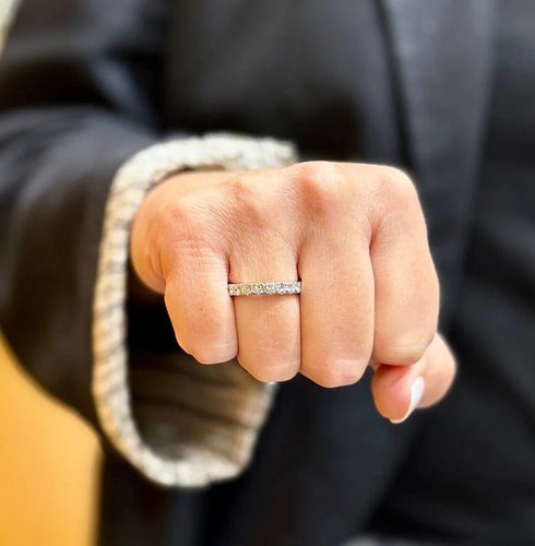 Bague 56 Alliance vintage en or blanc 18 carats et diamants, taille 56 58 Facettes