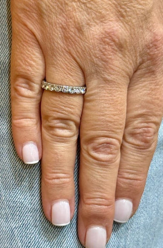 Bague 56 Alliance vintage en or blanc 18 carats et diamants, taille 56 58 Facettes