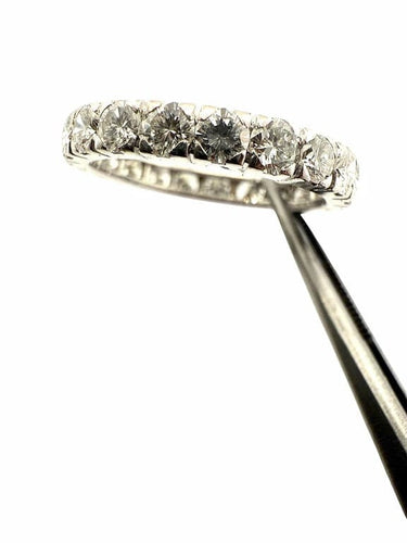 Bague 56 Alliance vintage en or blanc 18 carats et diamants, taille 56 58 Facettes