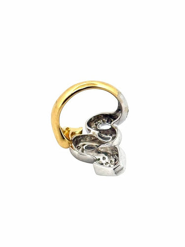Bague 53 Bague serpent en or jaune et blanc avec diamants et émeraudes 58 Facettes