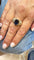 Bague 59 Bague en or jaune 18 carats sertie de diamants et saphir ovale 58 Facettes