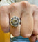 Bague 54 Bague marguerite ancienne - Diamants en or blanc 18 carats 58 Facettes