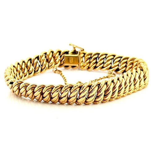 Bracelet Bracelet maille américaine 10 mm en or jaune 18 carats 58 Facettes