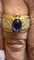 Bague 55 Bague en or jaune 18 carats avec saphir cabochon et diamants 58 Facettes