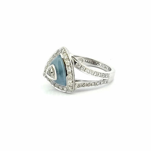 Bague 49 Mauboussin Dream My Love - Bague en or blanc 18 carats, diamants et aigue-marine 58 Facettes