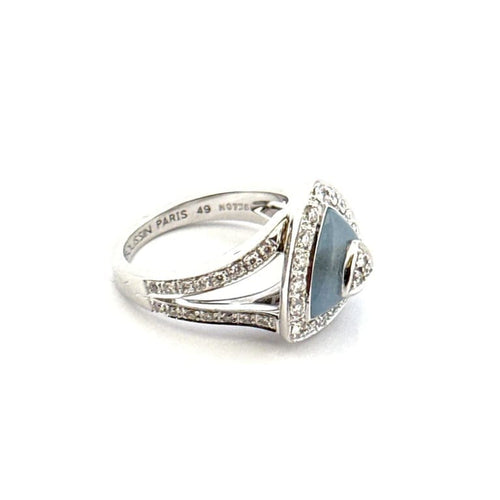 Bague 49 Mauboussin Dream My Love - Bague en or blanc 18 carats, diamants et aigue-marine 58 Facettes