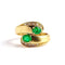 Bague 54 Bague Toi et Moi vintage en or jaune 18 carats, diamants et émeraudes 58 Facettes