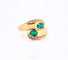 Bague 54 Bague Toi et Moi vintage en or jaune 18 carats, diamants et émeraudes 58 Facettes