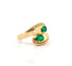 Bague 54 Bague Toi et Moi vintage en or jaune 18 carats, diamants et émeraudes 58 Facettes