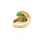Bague 54 Bague Toi et Moi vintage en or jaune 18 carats, diamants et émeraudes 58 Facettes