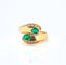 Bague 54 Bague Toi et Moi vintage en or jaune 18 carats, diamants et émeraudes 58 Facettes