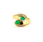 Bague 54 Bague Toi et Moi vintage en or jaune 18 carats, diamants et émeraudes 58 Facettes