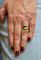 Bague 54 Bague Toi et Moi vintage en or jaune 18 carats, diamants et émeraudes 58 Facettes