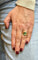 Bague 54 Bague Toi et Moi vintage en or jaune 18 carats, diamants et émeraudes 58 Facettes