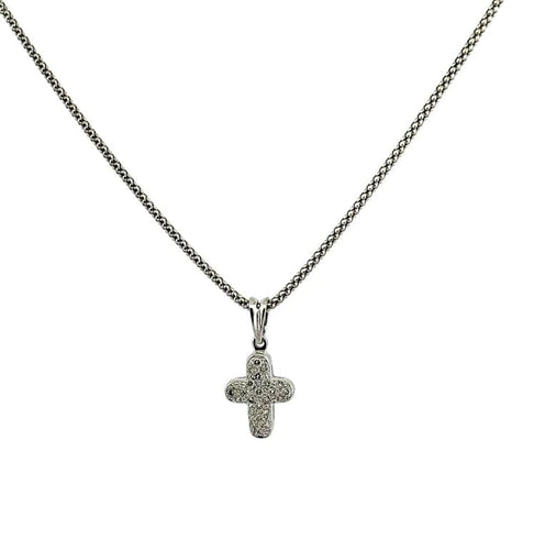 Collier Collier pendentif croix en or blanc 18 carats et diamants 58 Facettes