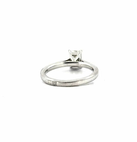 Bague 54 Solitaire - Bague en or blanc 18 carats avec diamant taille émeraude 58 Facettes