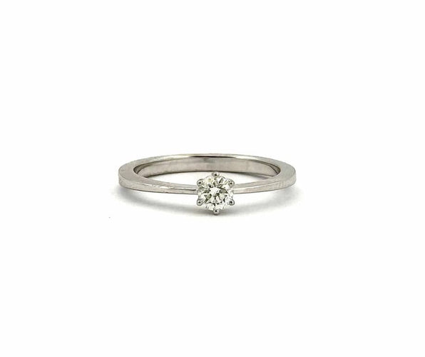 Bague 54.5 Solitaire 6 griffes - Bague en or blanc 18 carats et diamant 58 Facettes