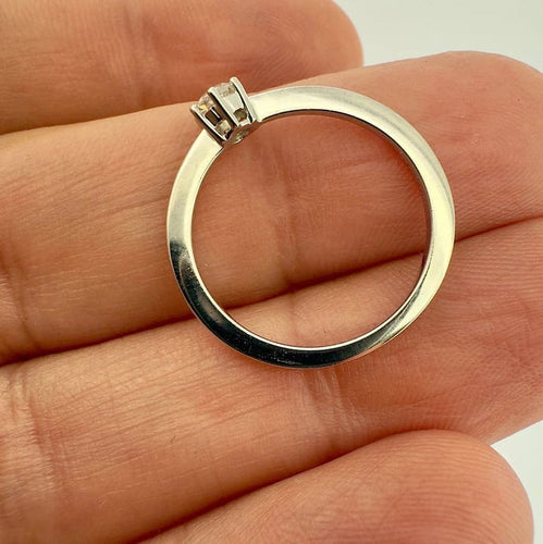 Bague 54.5 Solitaire 6 griffes - Bague en or blanc 18 carats et diamant 58 Facettes