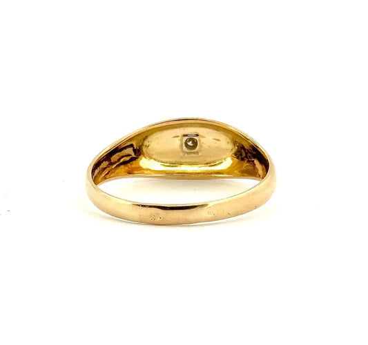 Bague 67 Chevalière homme en or bicolore 18 carats et diamant 58 Facettes