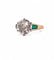 Bague 52 Solitaire - Bague en or jaune et platine avec diamant 3,85 ct et émeraudes 58 Facettes