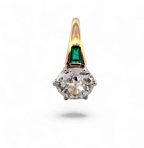 Bague 52 Solitaire - Bague en or jaune et platine avec diamant 3,85 ct et émeraudes 58 Facettes