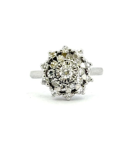 Bague 52 Bague marguerite en or blanc 18 carats et diamants 58 Facettes