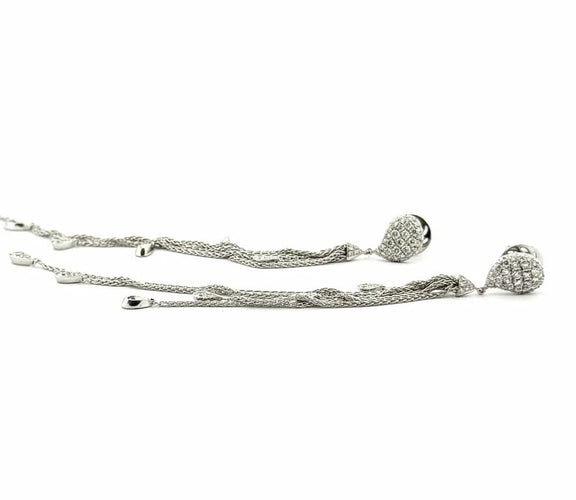 Boucles d'oreilles Boucles d’oreilles pendantes ailes d’anges en or blanc et diamants 58 Facettes
