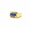 Bague 60 Bague chevalière trilogie saphirs et diamants en or jaune 18 carats 58 Facettes